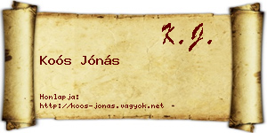 Koós Jónás névjegykártya